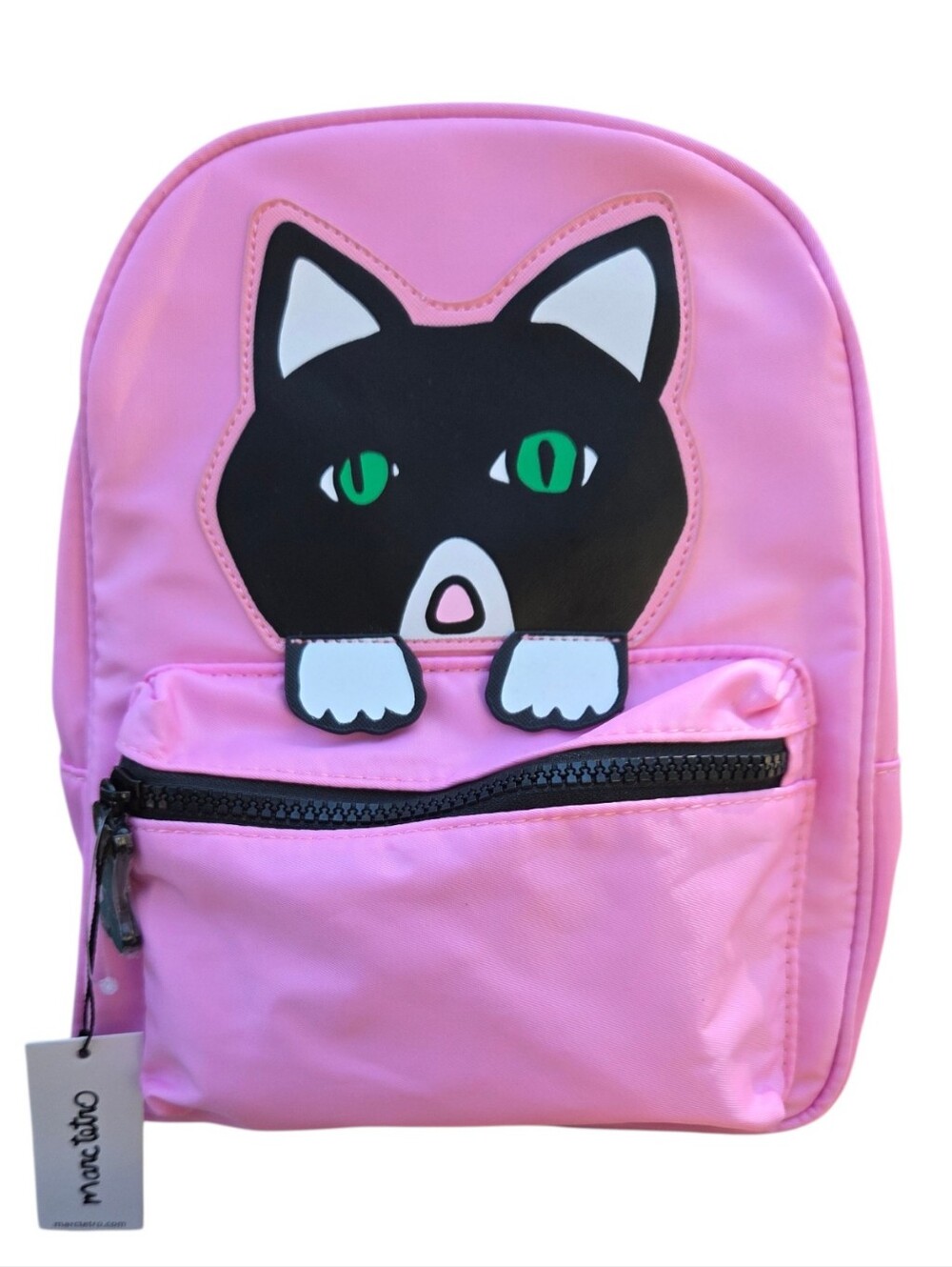 Marc Tetro - Pink Nylon Mini Backpack With Tuxedo Cat Graphic NEW